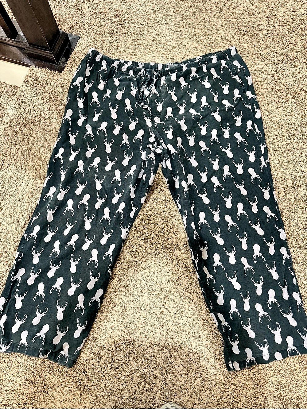 Old Navy Men’s XXL Deer Print Pajama Lounge Pants Green White Wide Leg